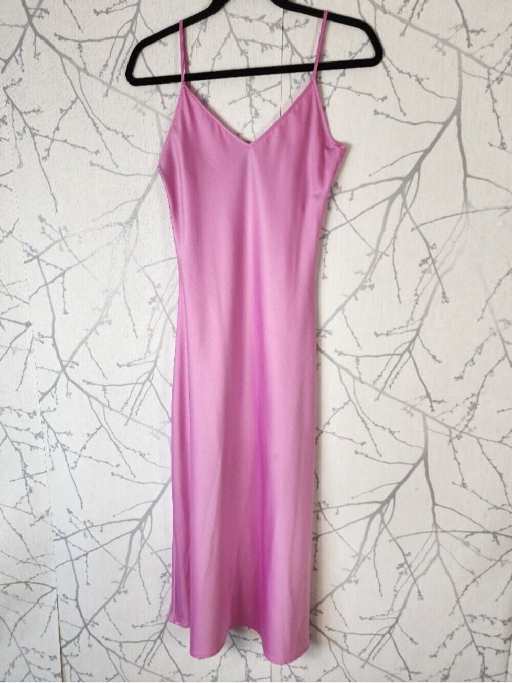 Icone Pink Satin Strappy Midi Slip Dress